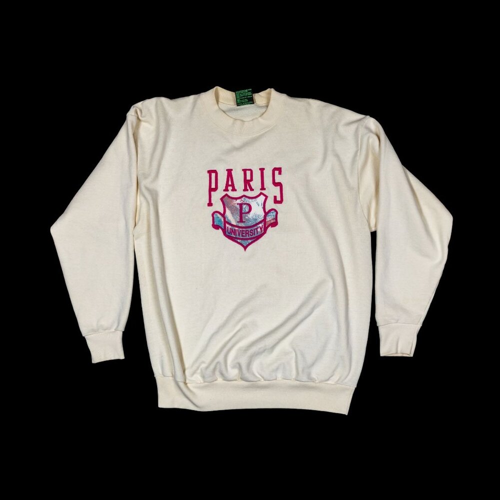 Vintage Paris University Sweatshirt Cream TSI USA XL
